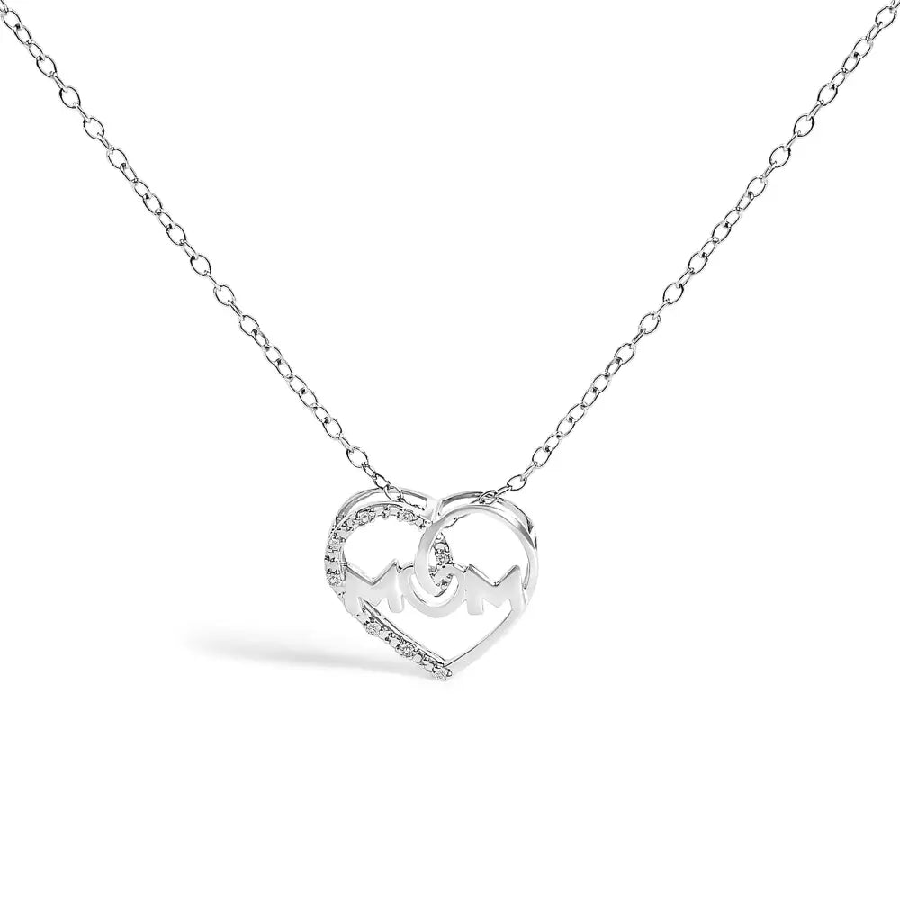 Diamond accent ’mom’ heart pendant necklace in sterling silver – 18’’ bijoux-nyc direct