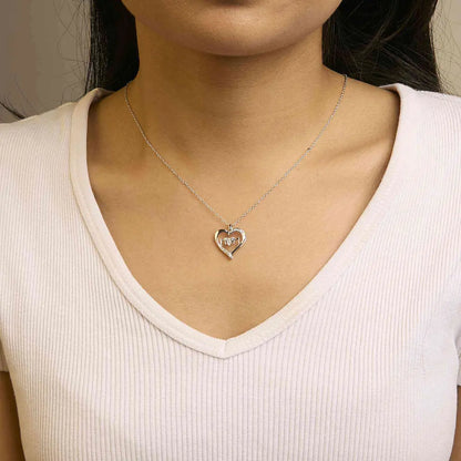 .925 sterling silver diamond accent mom with heart pendant necklace (j k color i2 i3 clarity) 18’’ inches