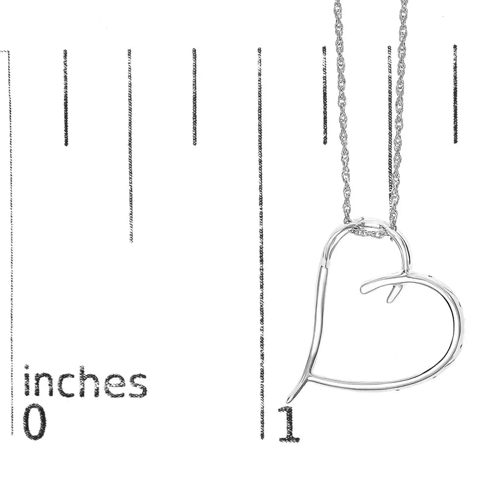 .925 sterling silver diamond accent open heart slide pendant necklace (j k color i2 i3 clarity) 18’’ inches