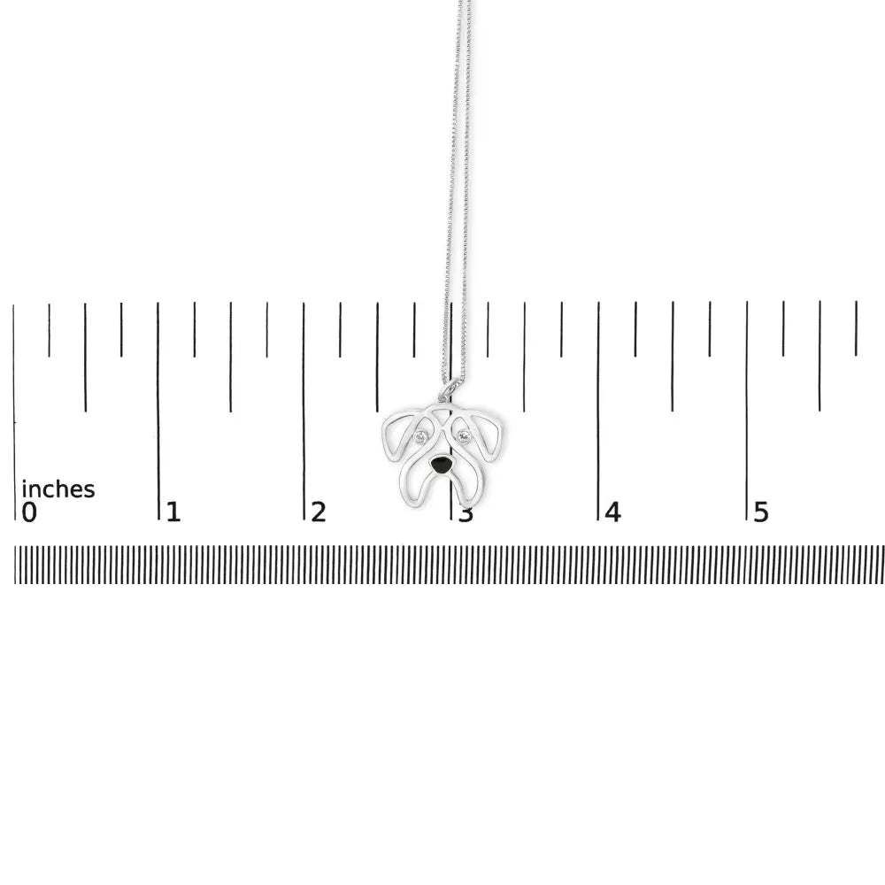 .925 sterling silver diamond accent pug dog pendant necklace (i j color i2 i3 clarity) 18’’ inches necklaces/pendant/pendant