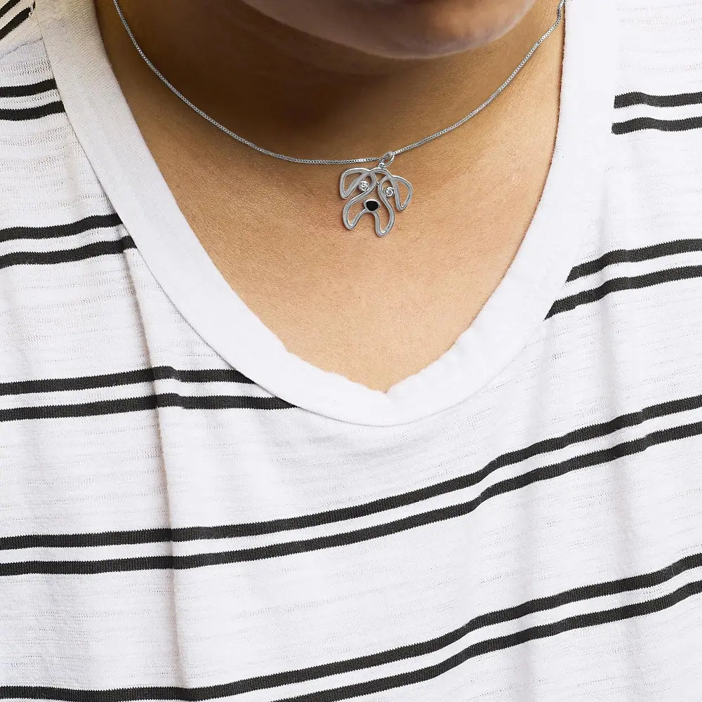 .925 sterling silver diamond accent pug dog pendant necklace (i j color i2 i3 clarity) 18’’ inches necklaces/pendant/pendant