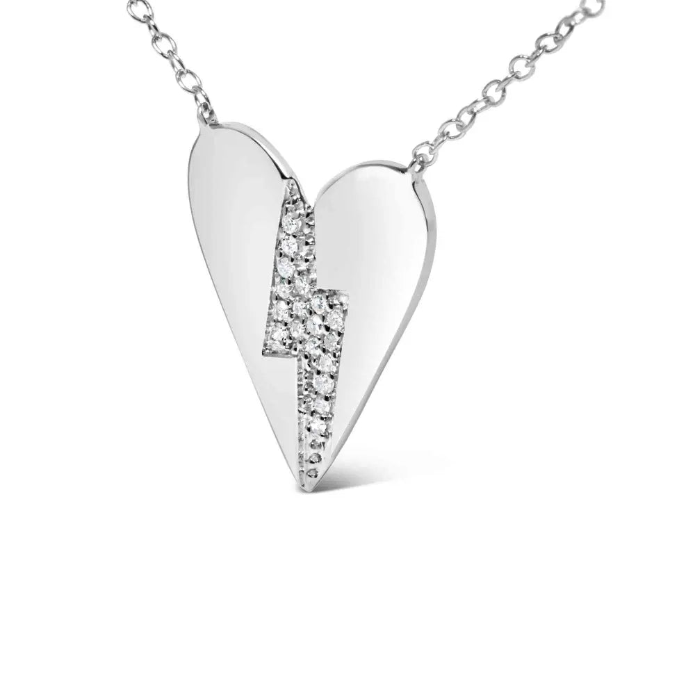 .925 sterling silver diamond broken heart pendant necklace (h i color i1 i2 clarity) 18’’ inches necklaces/pendant/pendant