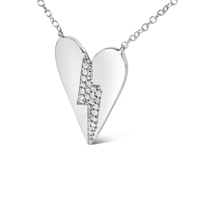 .925 sterling silver diamond broken heart pendant necklace (h i color i1 i2 clarity) 18’’ inches necklaces/pendant/pendant