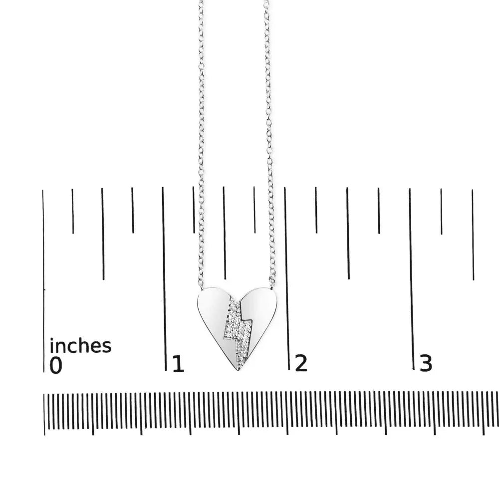 .925 sterling silver diamond broken heart pendant necklace (h i color i1 i2 clarity) 18’’ inches necklaces/pendant/pendant