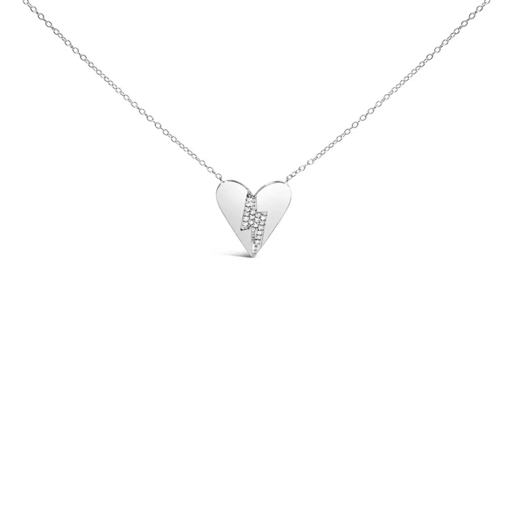 .925 sterling silver diamond broken heart pendant necklace (h i color i1 i2 clarity) 18’’ inches necklaces/pendant/pendant