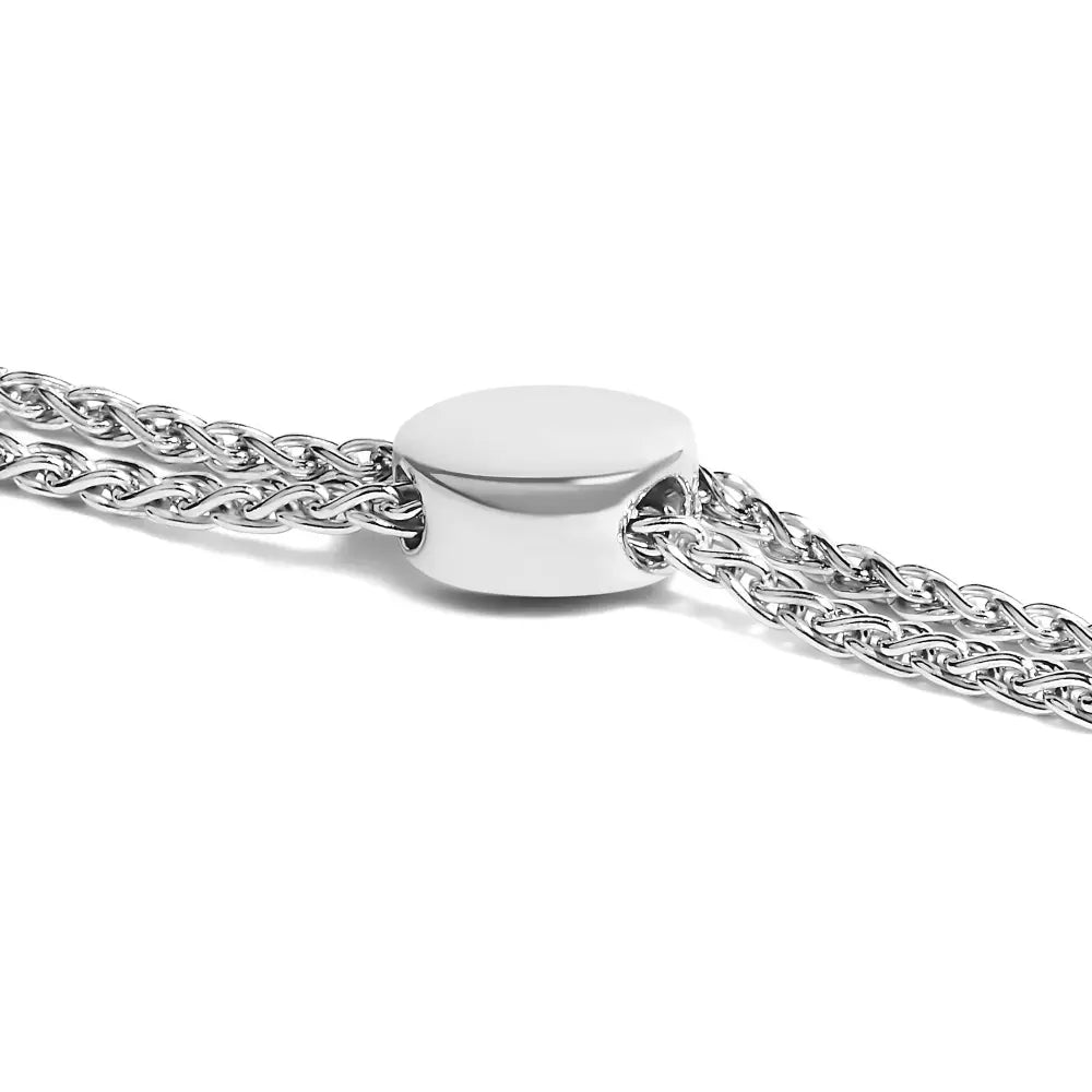 Diamond double heart twist bolo bracelet in sterling silver – adjustable