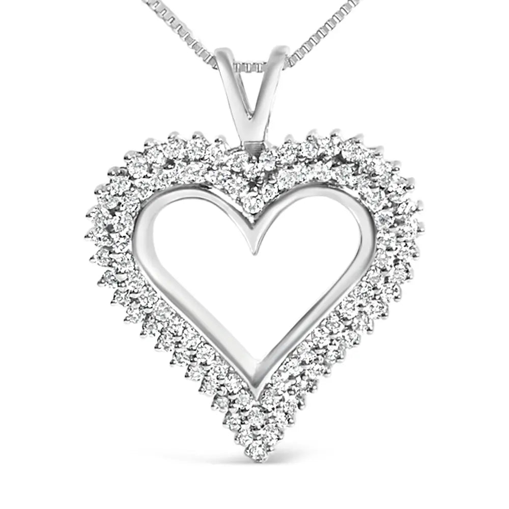 .925 sterling silver diamond heart 18’’ pendant necklace (i j color i2 i3 clarity) necklaces/pendant/pendant handcrafted