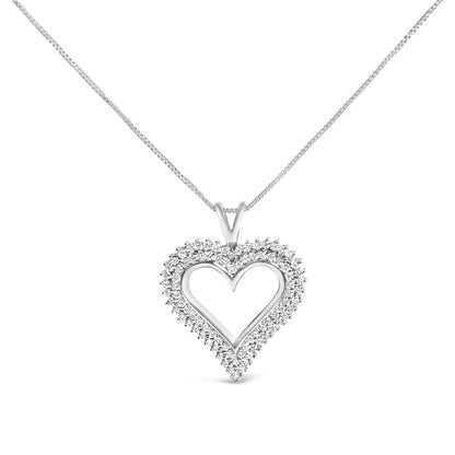 .925 sterling silver diamond heart 18’’ pendant necklace (i j color i2 i3 clarity) necklaces/pendant/pendant handcrafted