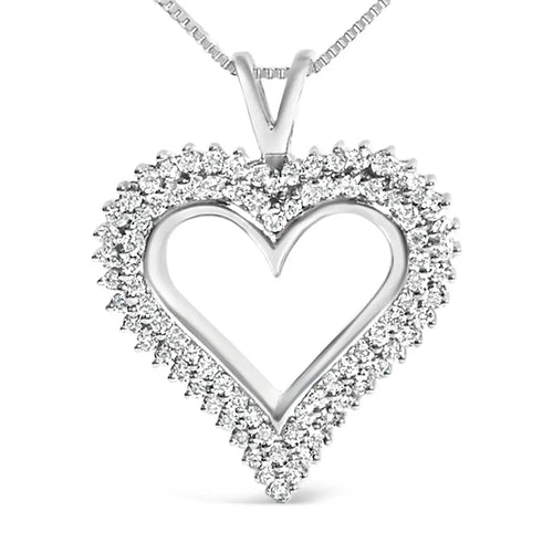 .925 sterling silver diamond heart 18’’ pendant necklace (i-j color i2-i3 clarity) bijoux-nyc direct