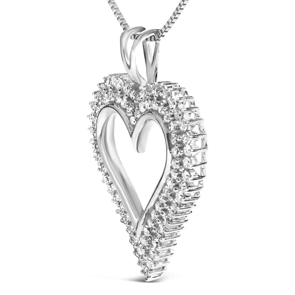 .925 sterling silver diamond heart 18’’ pendant necklace (i j color i2 i3 clarity) necklaces/pendant/pendant handcrafted
