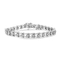 1/2 cttw diamond double swoosh milgrain tennis bracelet in sterling silver bijoux-nyc direct