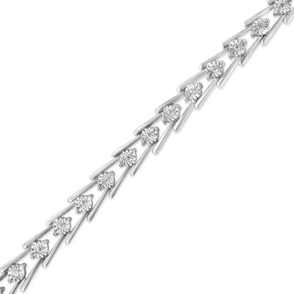 .925 Sterling Silver Diamond Miracle-Set Double Swoosh Milgrain Style Tennis Bracelet (1/2 cttw, I-J Color, I3 Clarity) - Size 7.75" - Bijoux-NYC Direct
