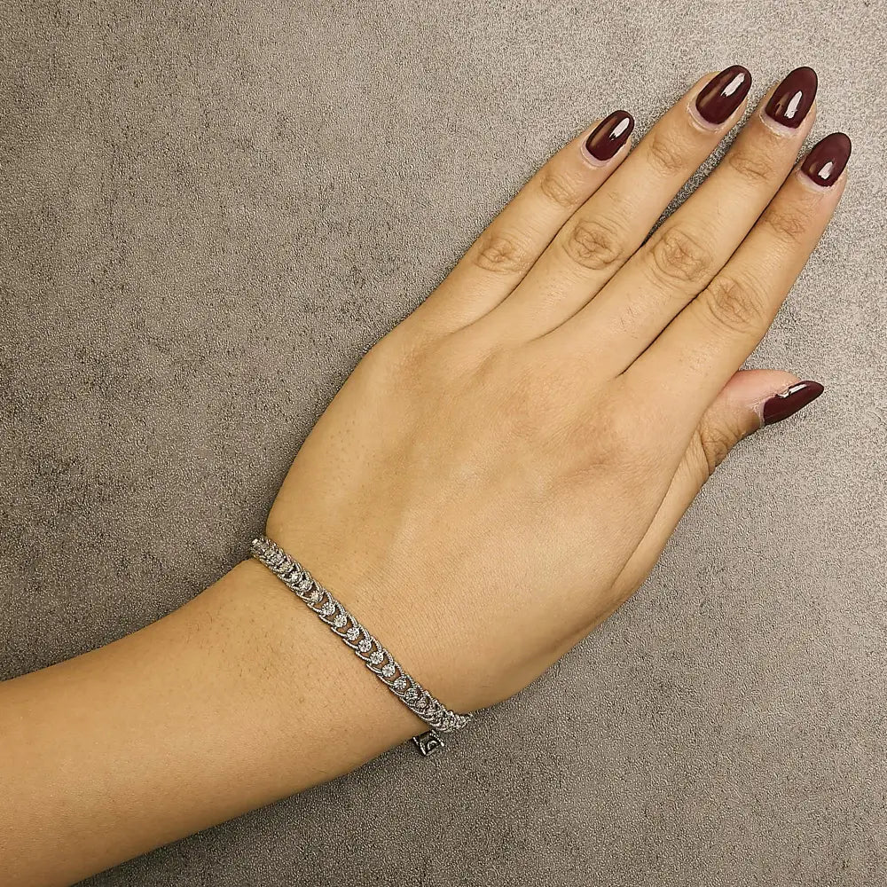 1/2 cttw diamond double swoosh milgrain tennis bracelet in sterling silver bijoux-nyc direct