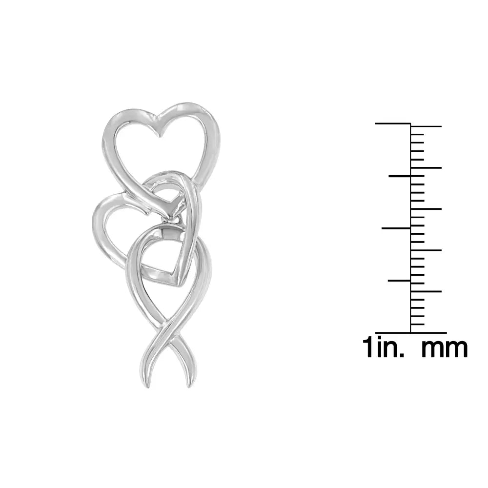 Sterling silver double heart and awareness ribbon pendant 18 inch necklace bijoux-nyc direct