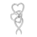 Sterling silver double heart and awareness ribbon pendant 18 inch necklace bijoux-nyc direct