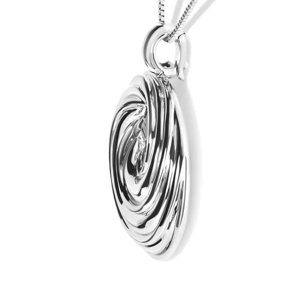 Sterling silver diamond endless wave swirl medallion 18 inch necklace bijoux-nyc direct