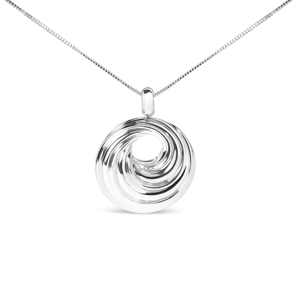 Sterling silver diamond endless wave swirl medallion 18 inch necklace bijoux-nyc direct