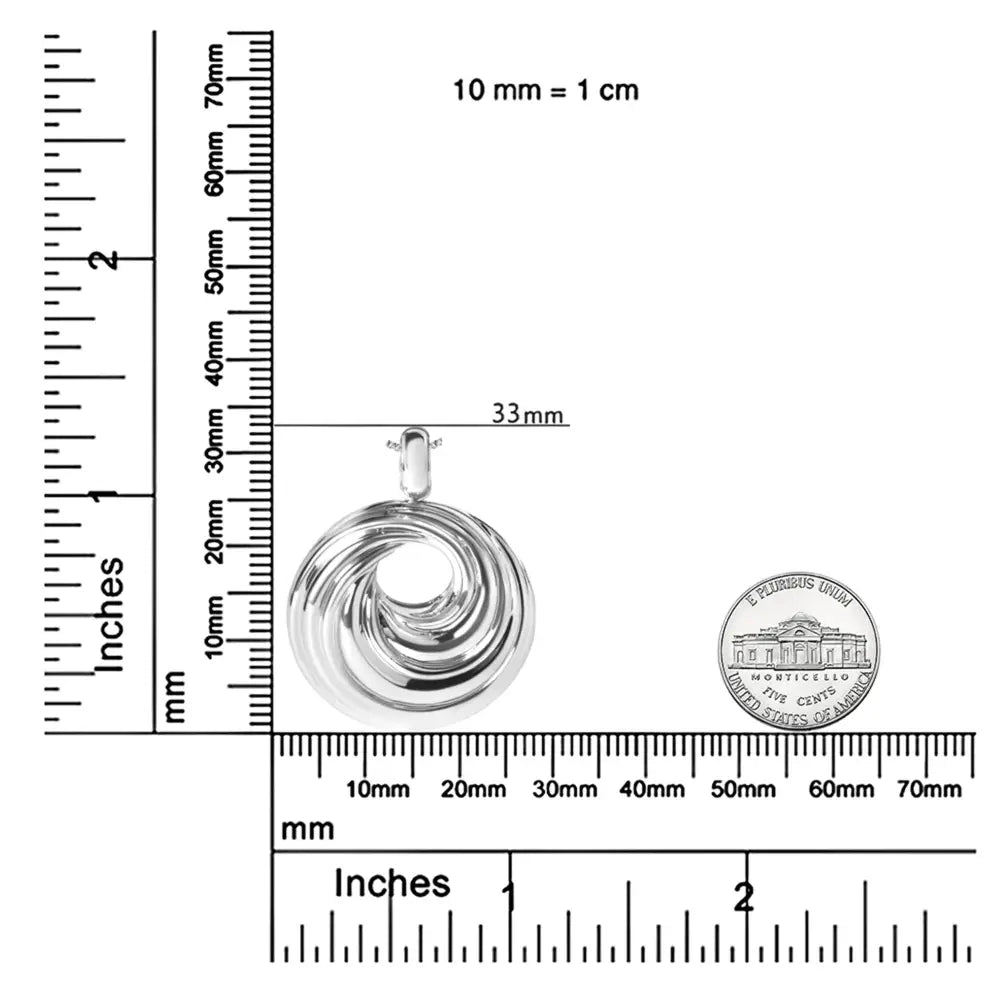 Sterling silver diamond endless wave swirl medallion 18 inch necklace bijoux-nyc direct