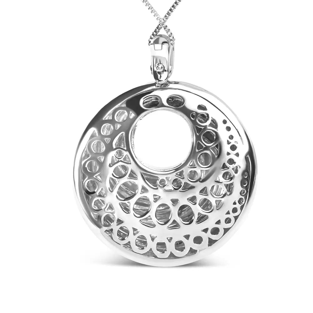Sterling silver diamond endless wave swirl medallion 18 inch necklace bijoux-nyc direct