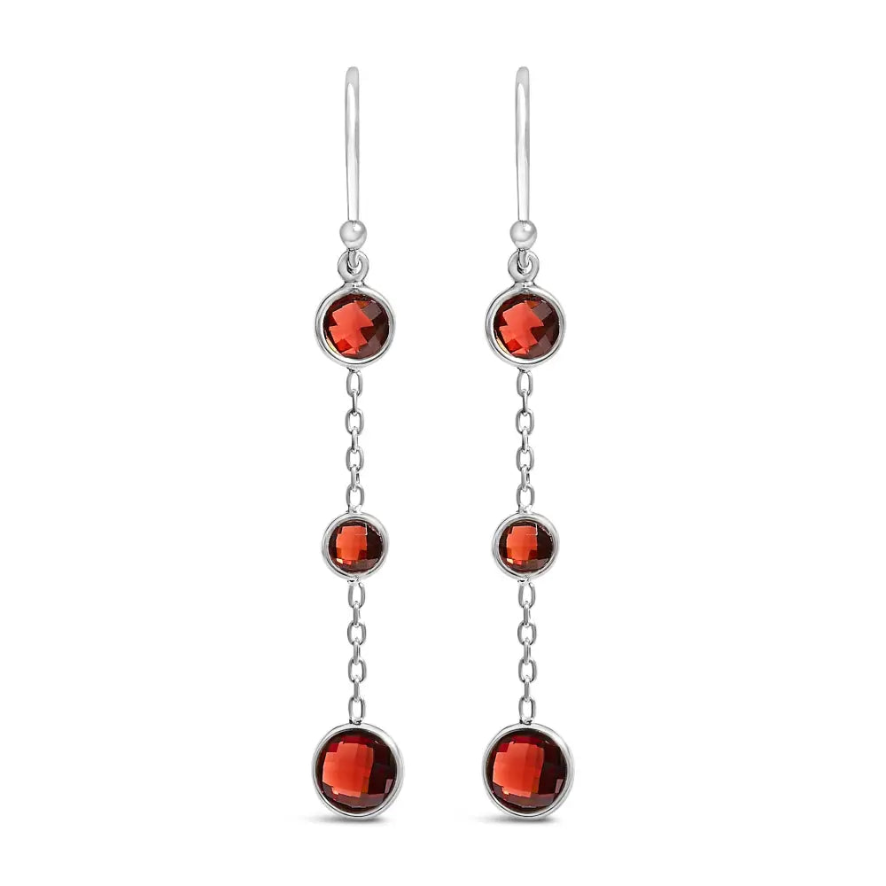 Color-enhanced red garnet dangle earrings in sterling silver bijoux-nyc direct