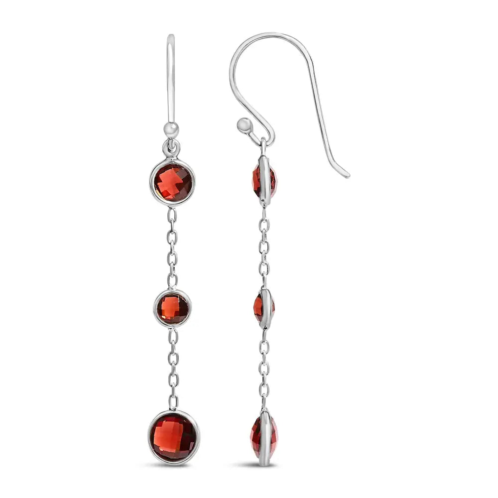 Color-enhanced red garnet dangle earrings in sterling silver bijoux-nyc direct