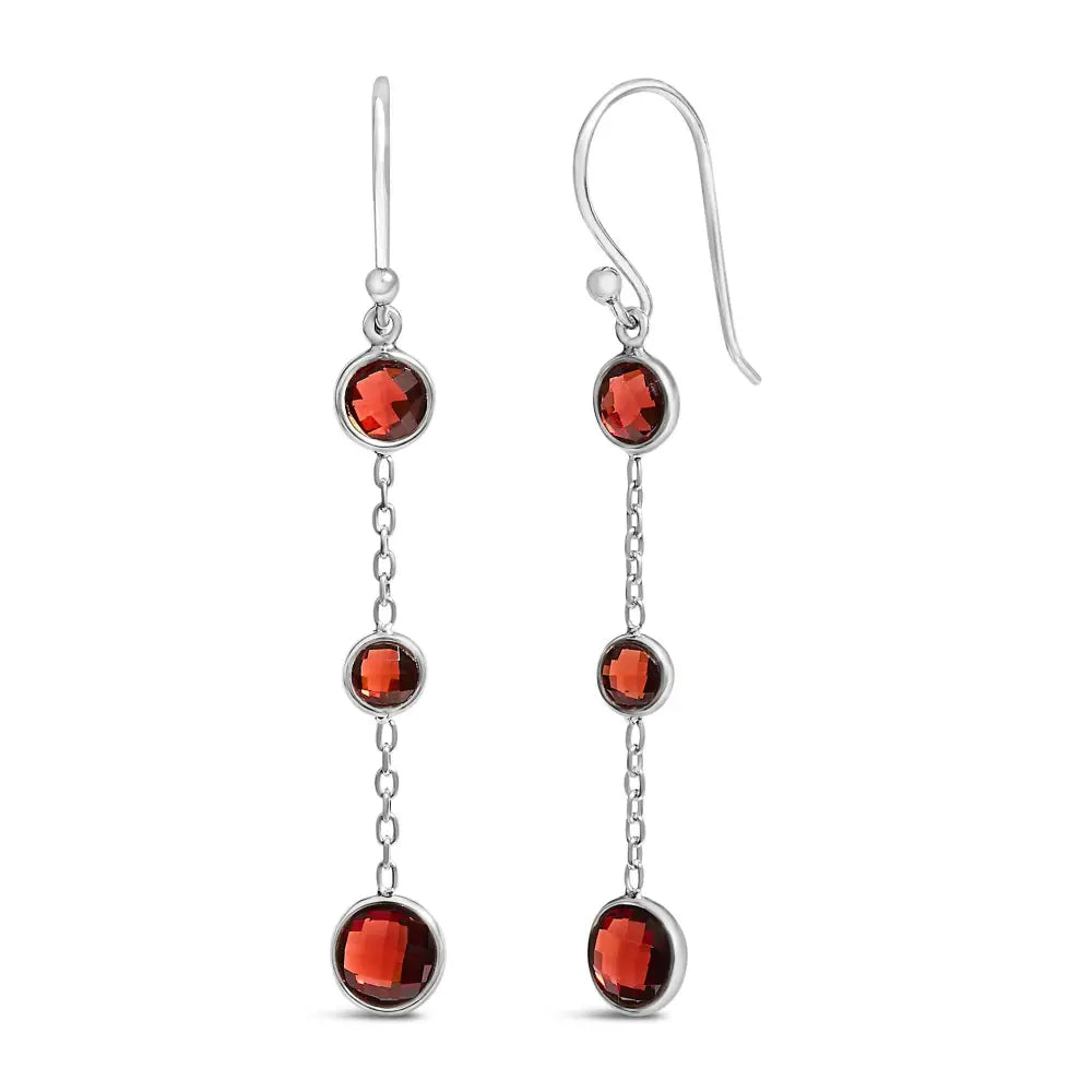 Color-enhanced red garnet dangle earrings in sterling silver bijoux-nyc direct