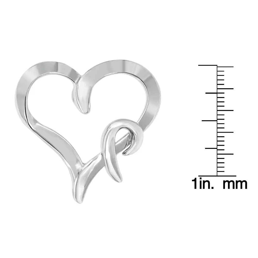 .925 Sterling Silver Heart Shaped Pendant Necklace - Bijoux-NYC Direct