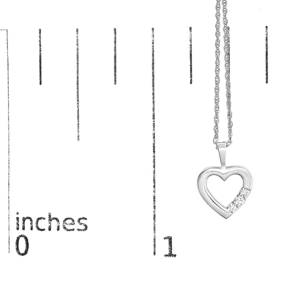 Three stone heart pendant necklace in.925 sterling silver 1/4 cttw 18 bijoux-nyc direct