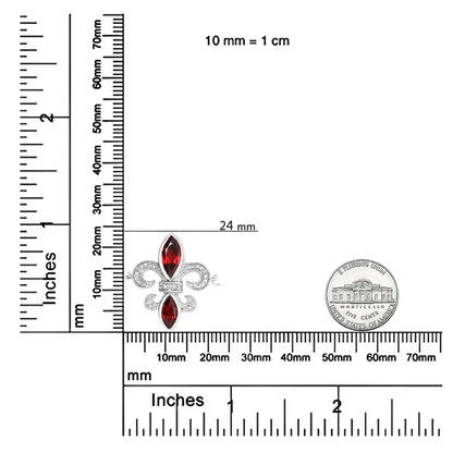 .925 Sterling Silver Marquise Garnet and Diamond Accent Lariat 4”-10” Fleur De Lis Adjustable Bolo Bracelet (H-I Color, SI1-SI2 Clarity) - Bijoux-NYC Direct