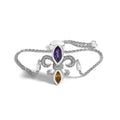 Amethyst citrine and diamond fleur-de-lis sterling silver bolo bracelet bijoux-nyc direct