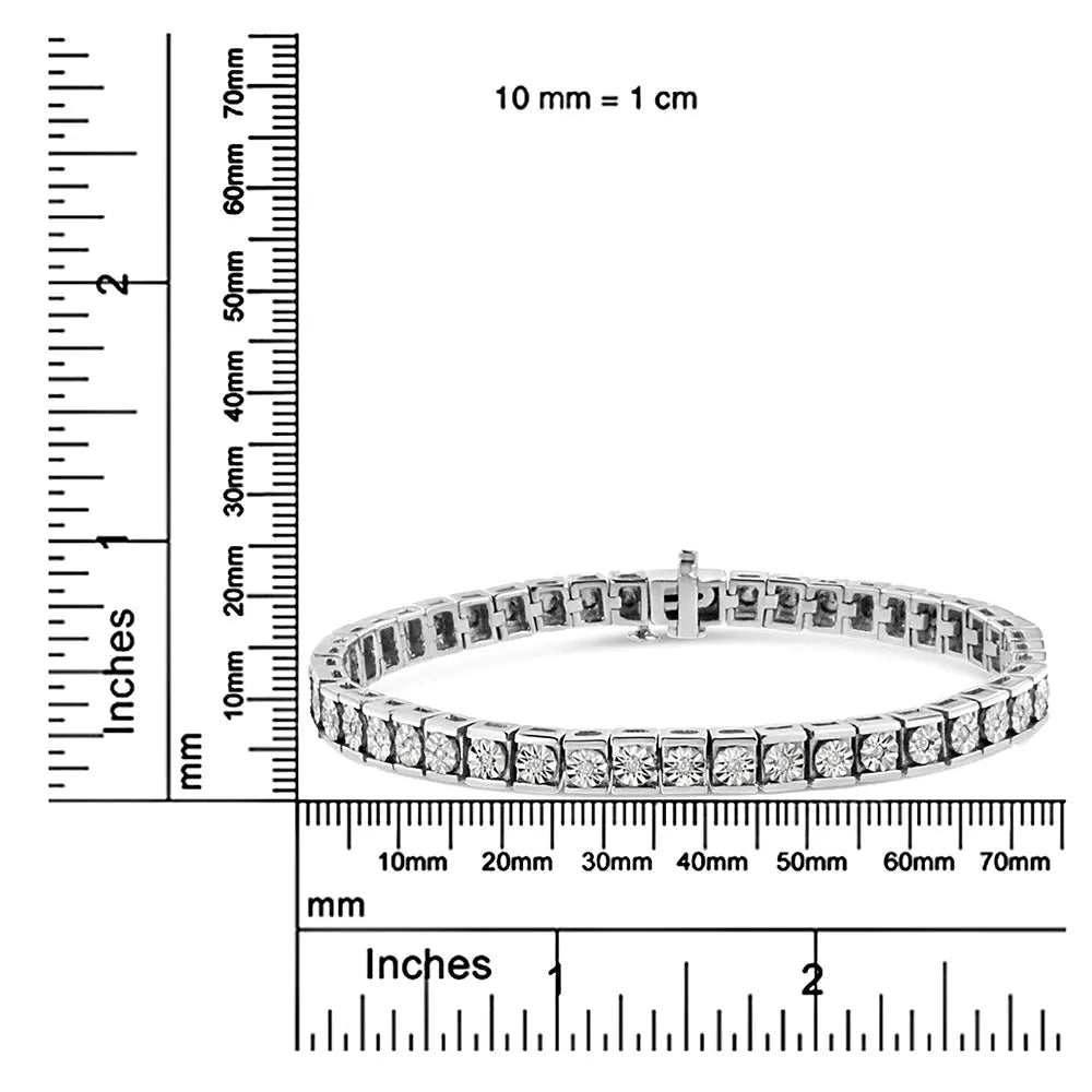 .925 Sterling Silver Miracle Set Diamond Accent Classic Tennis Bracelet (I-J Color, I2-I3 Clarity) - 7.25" - Bijoux-NYC Direct