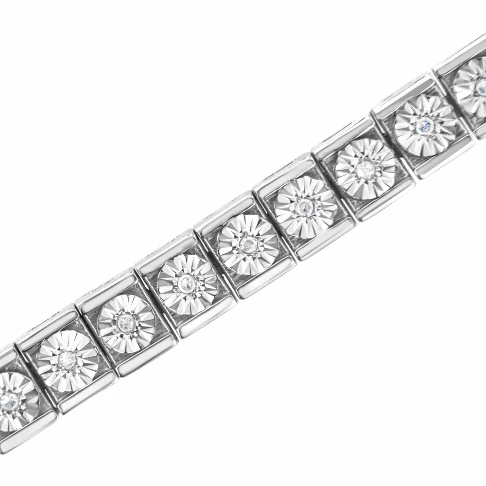 .925 Sterling Silver Miracle Set Diamond Accent Classic Tennis Bracelet (I-J Color, I2-I3 Clarity) - 7.25" - Bijoux-NYC Direct