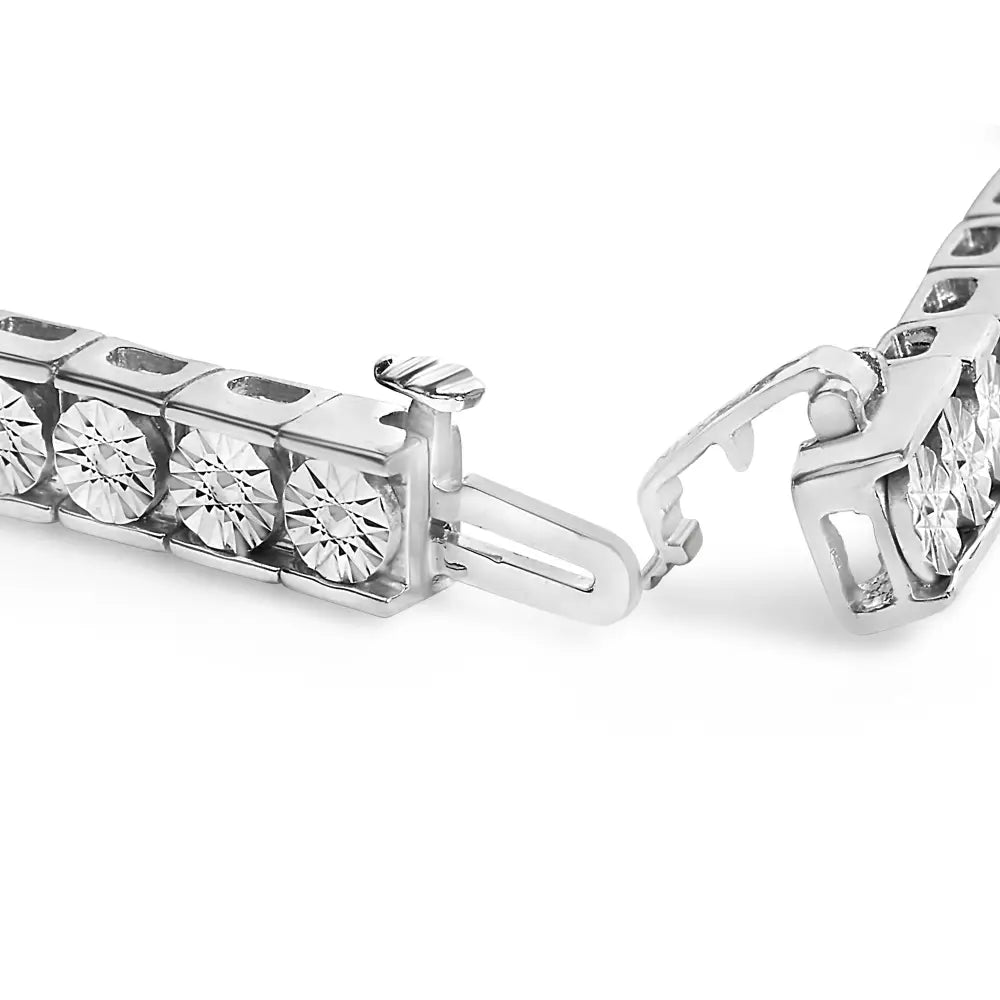 Sterling silver miracle set diamond accent tennis bracelet 7.25 inches bijoux-nyc direct