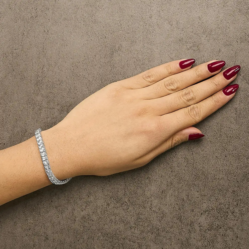 Sterling silver miracle set diamond accent tennis bracelet 7.25 inches bijoux-nyc direct