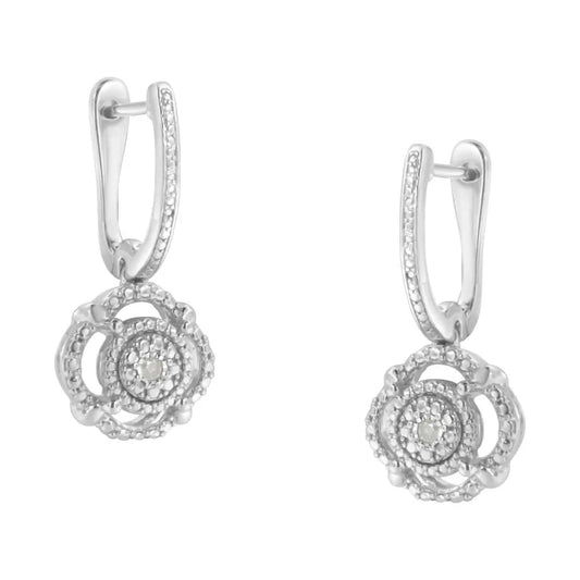 .925 Sterling Silver Miracle-Set Diamond Accent Drop and Dangle Earrings (I-J Color, I3 Clarity) - Bijoux-NYC Direct