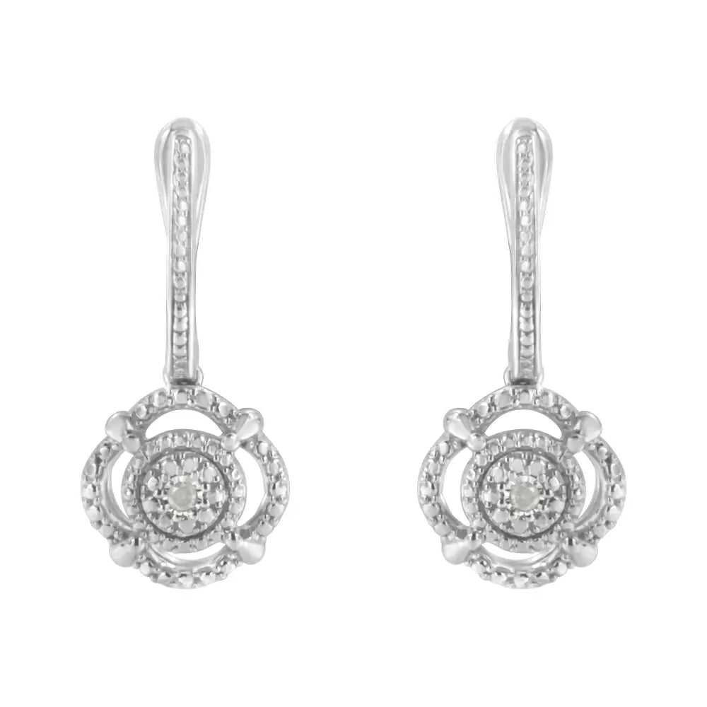 Sterling silver miracle set diamond accent cushion drop earrings bijoux-nyc direct