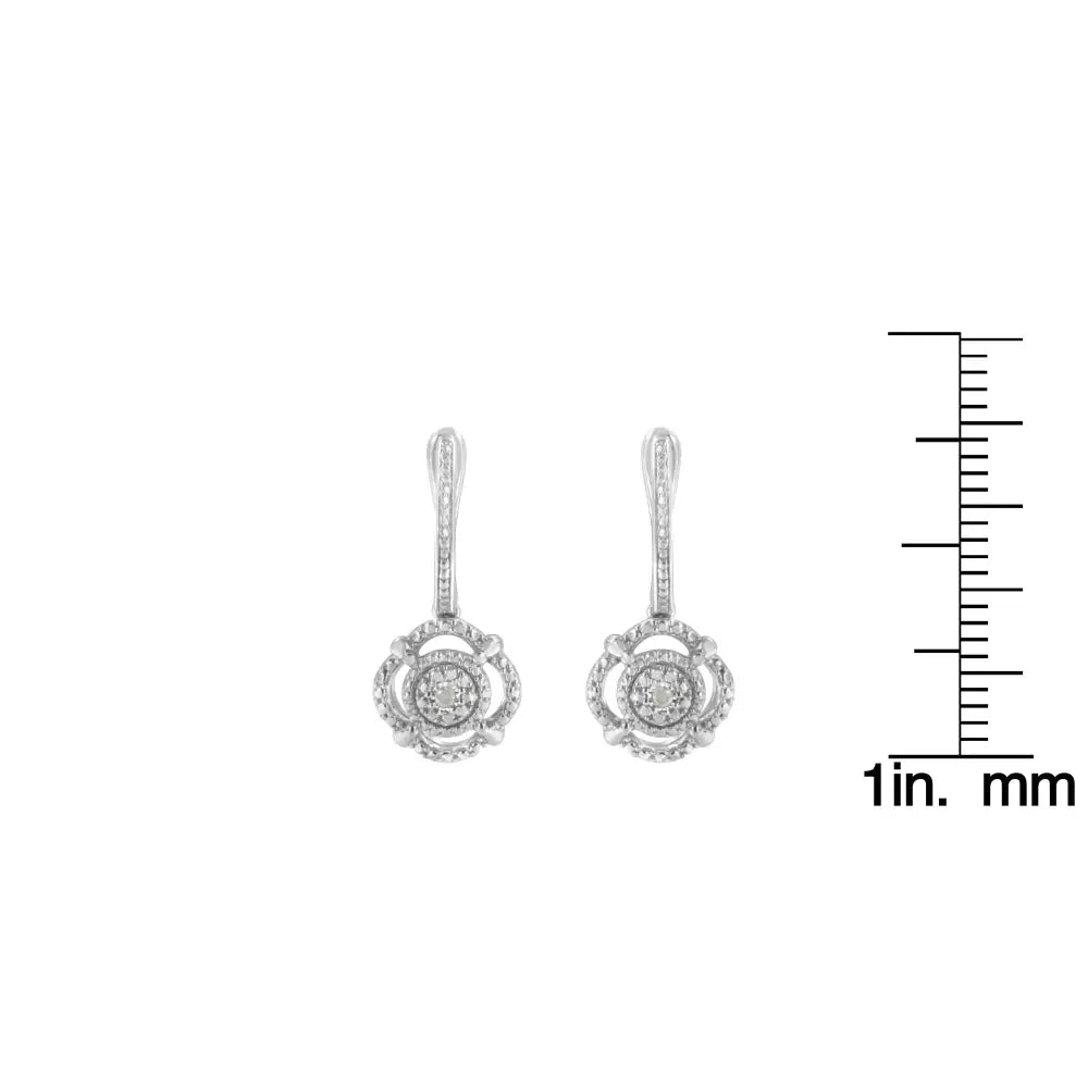 Sterling silver miracle set diamond accent cushion drop earrings bijoux-nyc direct