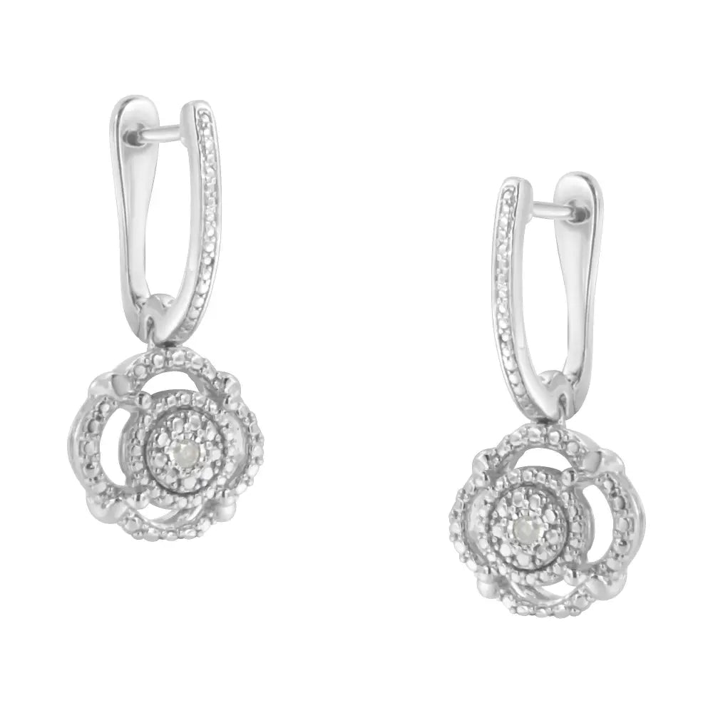 Sterling silver miracle set diamond accent cushion drop earrings bijoux-nyc direct
