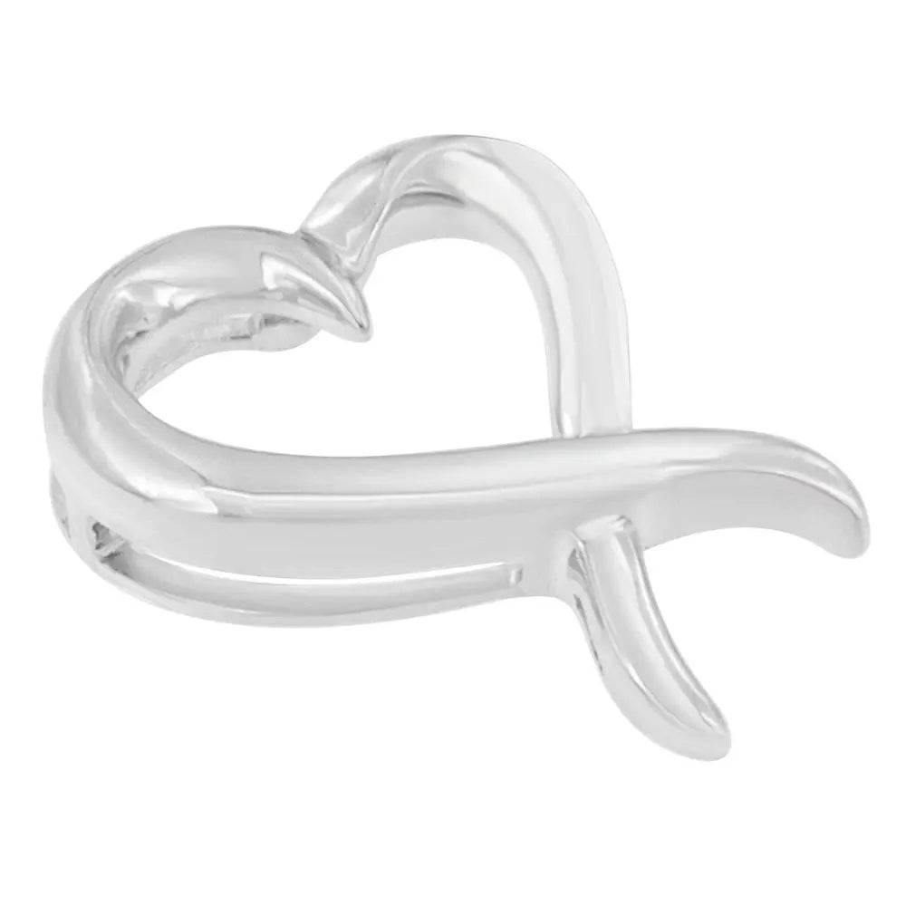 .925 Sterling Silver Open Heart-Shaped Awareness Ribbon Pendant Necklace - Bijoux-NYC Direct