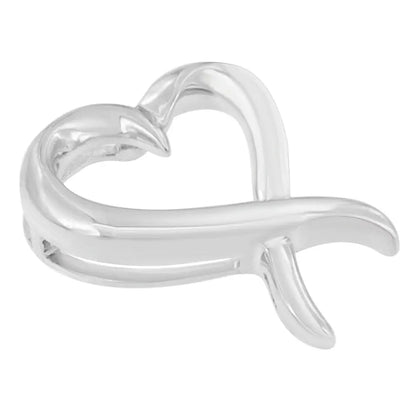 .925 Sterling Silver Open Heart-Shaped Awareness Ribbon Pendant Necklace - Bijoux-NYC Direct