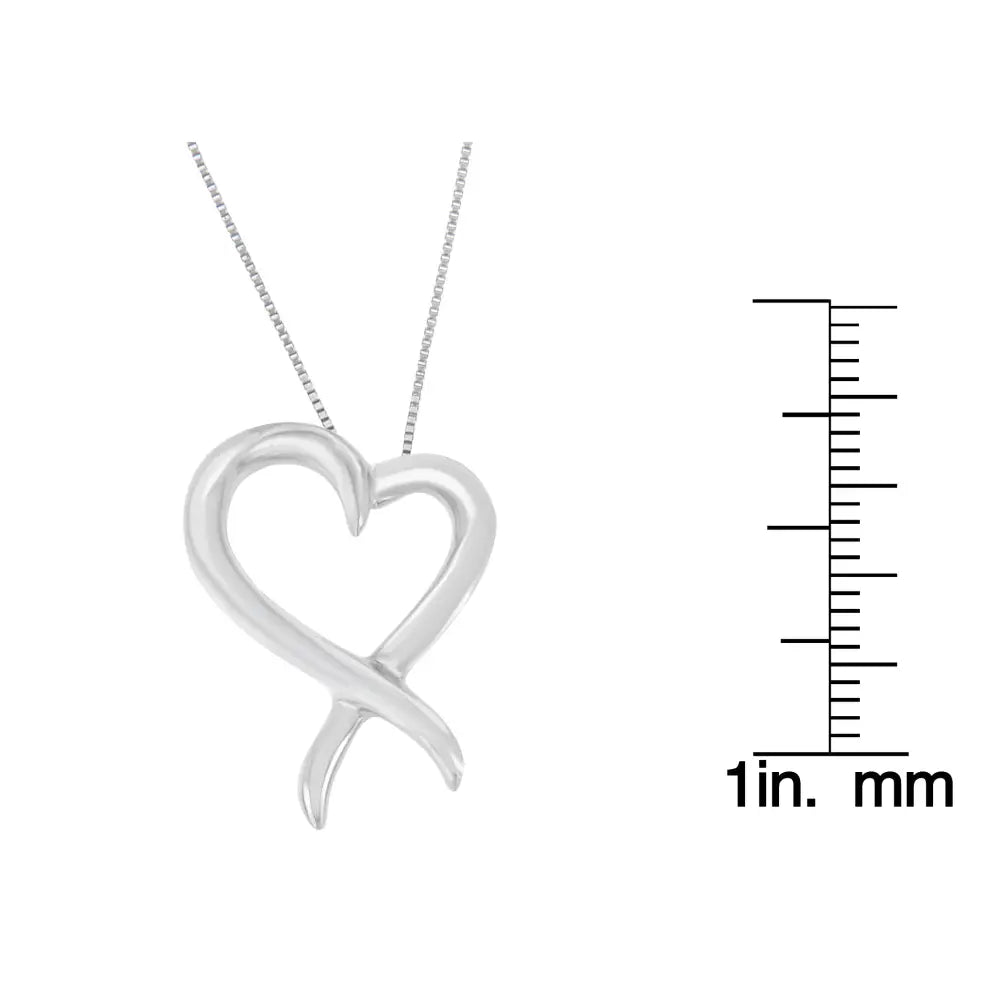 Sterling silver open heart awareness ribbon pendant necklace bijoux-nyc direct