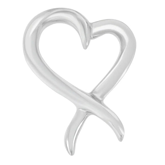 .925 Sterling Silver Open Heart-Shaped Awareness Ribbon Pendant Necklace - Bijoux-NYC Direct