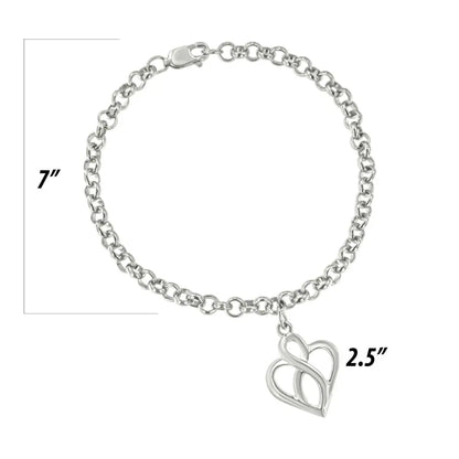.925 sterling silver open heart with center vertical infinity chain charm bracelet size 7’’ bracelets/bracelet/charm handcrafted