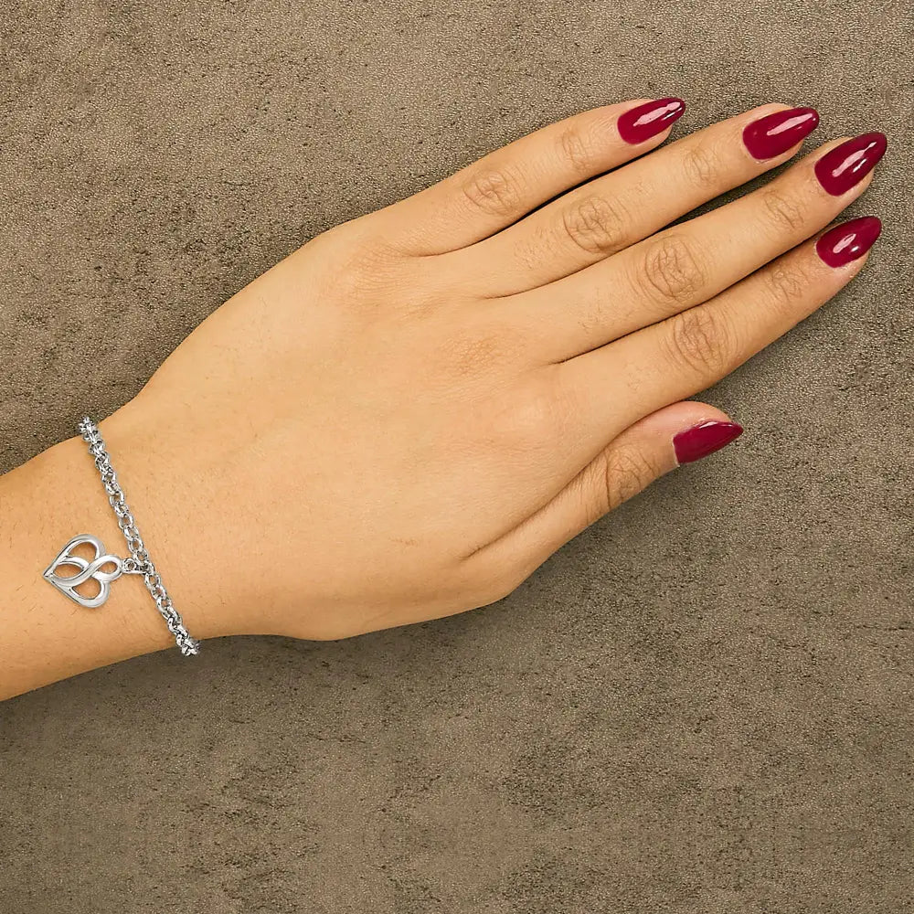 Open heart & infinity charm bracelet in sterling silver – 7’’ bijoux-nyc direct