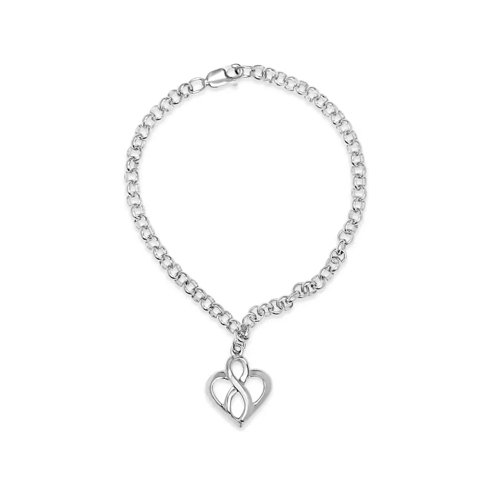 Open heart & infinity charm bracelet in sterling silver – 7’’ bijoux-nyc direct