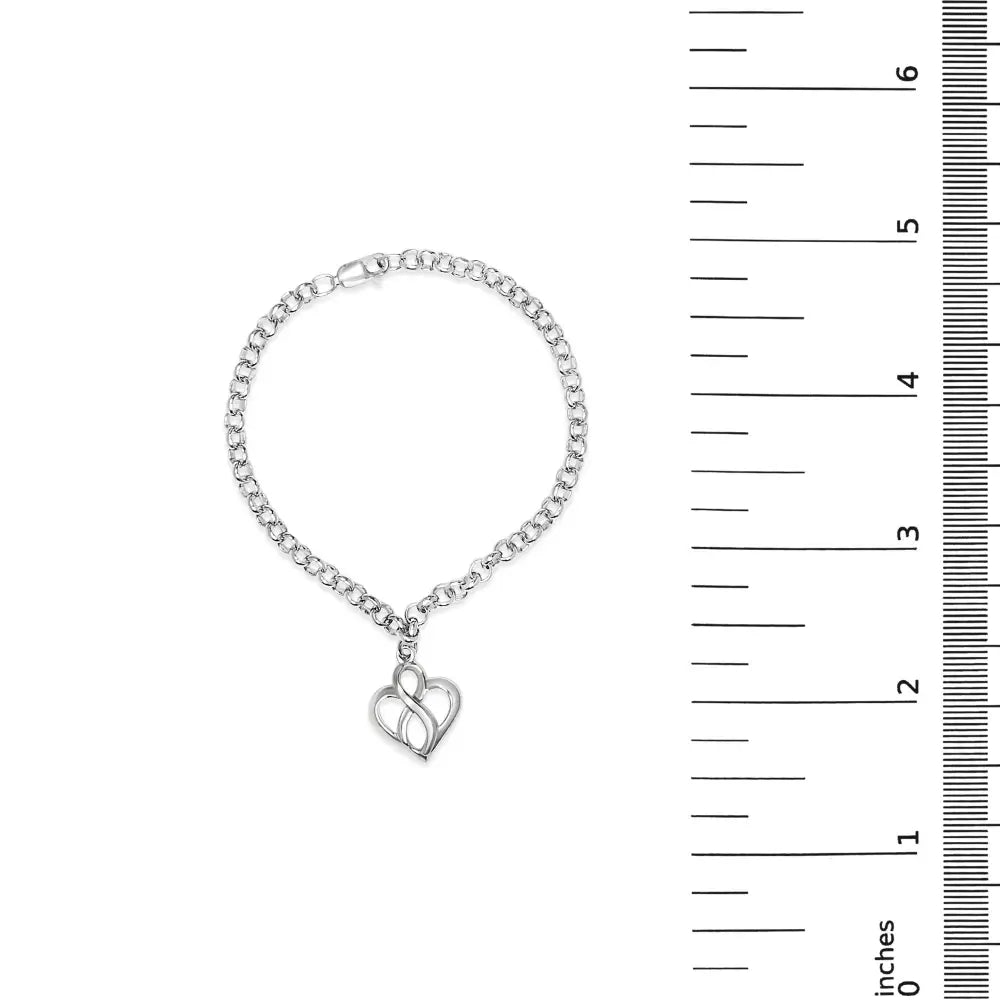 Open heart & infinity charm bracelet in sterling silver – 7’’ bijoux-nyc direct
