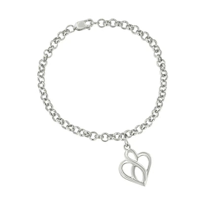 .925 sterling silver open heart with center vertical infinity chain charm bracelet size 7’’ bracelets/bracelet/charm handcrafted
