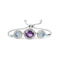 Sterling silver amethyst and blue topaz diamond lariat bolo bracelet bijoux-nyc direct