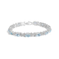 Sterling silver blue topaz and diamond butterfly link bracelet 7 inch bijoux-nyc direct