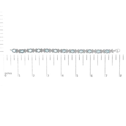 .925 sterling silver oval blue topaz diamond butterfly link bracelet (i j color i1 i2 clarity) size 7’’ inches